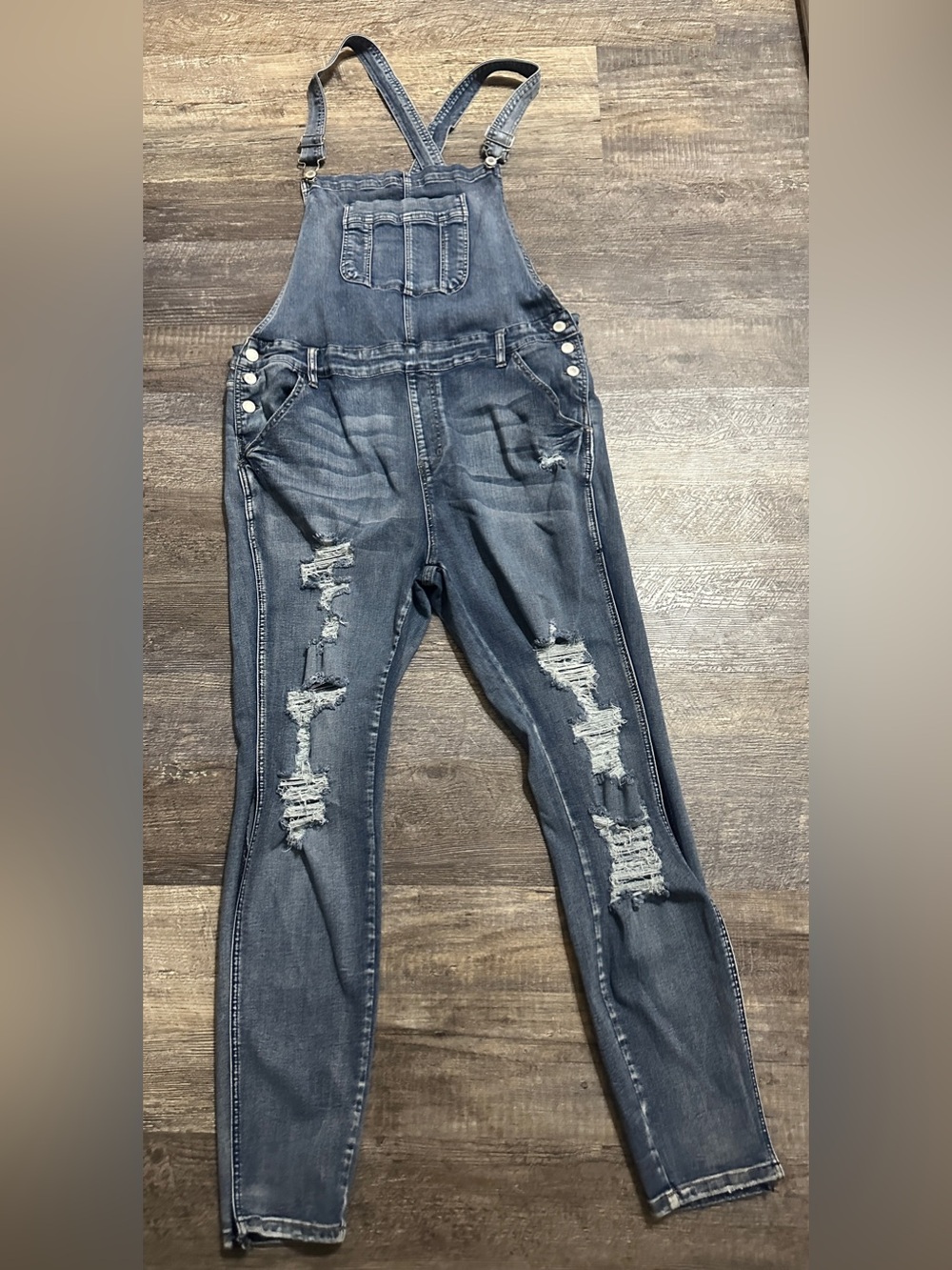 Judy Blue Distressed Dark Blue Denim Overalls
